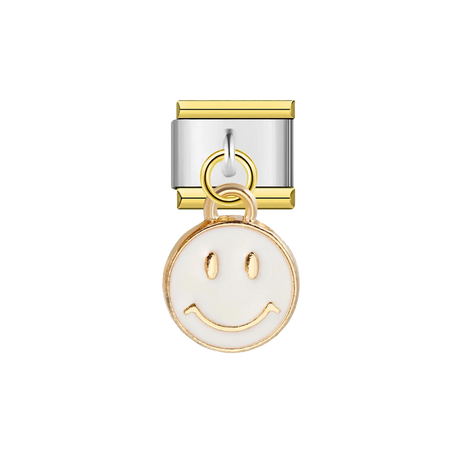 Charm argenté smiley blanc