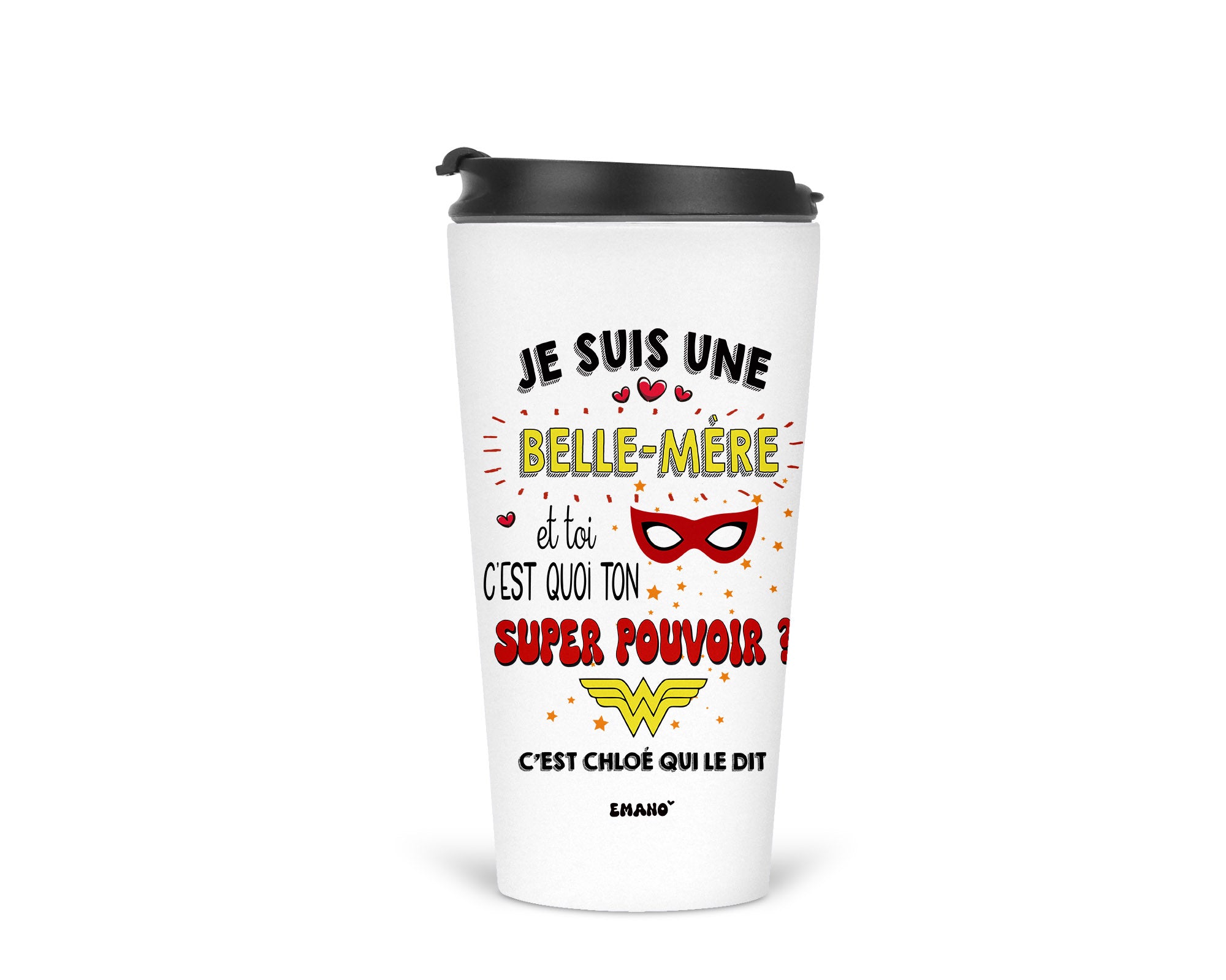 Verre isotherme super héros personnalisé ★ Belle-mère, maman, ....