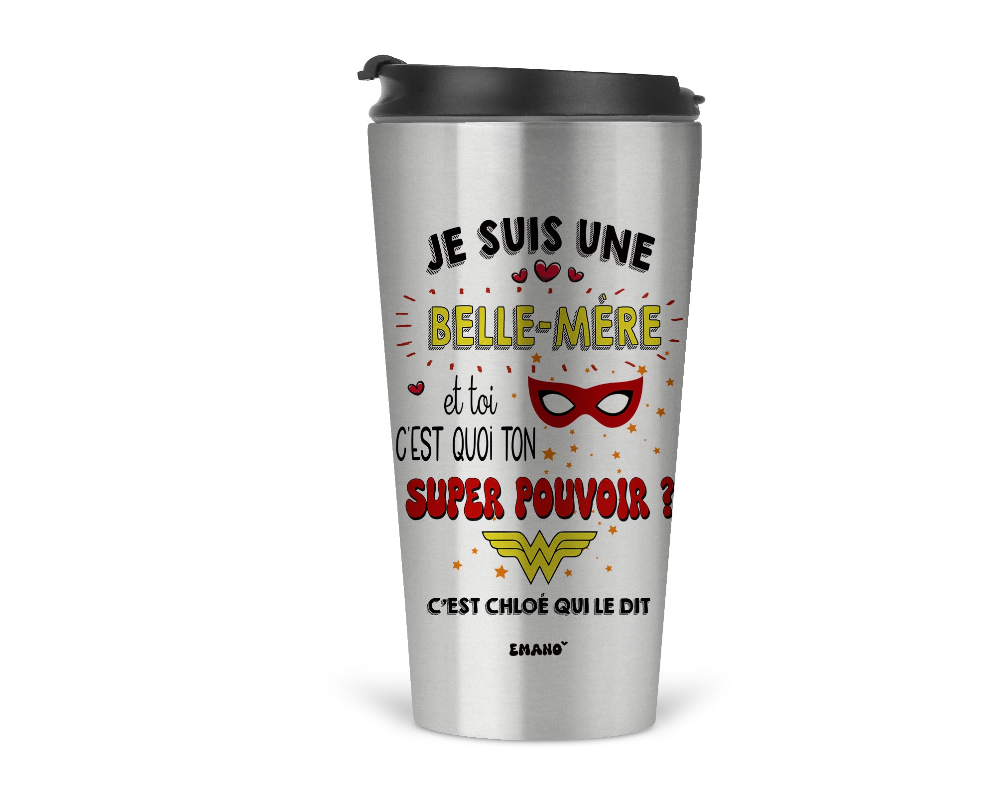 Verre isotherme super héros personnalisé ★ Belle-mère, maman, ....