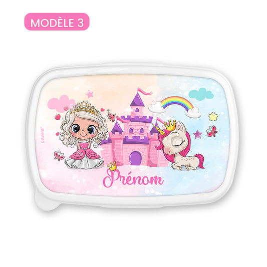 Boîte à goûter enfant personnalisée univers licornes avec prénom – EMANO