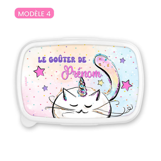 Boîte à goûter enfant personnalisée univers licornes avec prénom – EMANO