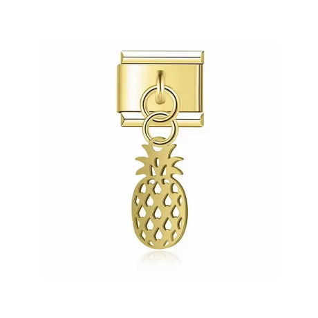 Charm Italien ananas doré et émaillé en acier plaqué or – bijou fantaisie Emano Nouvelle-Calédonie.