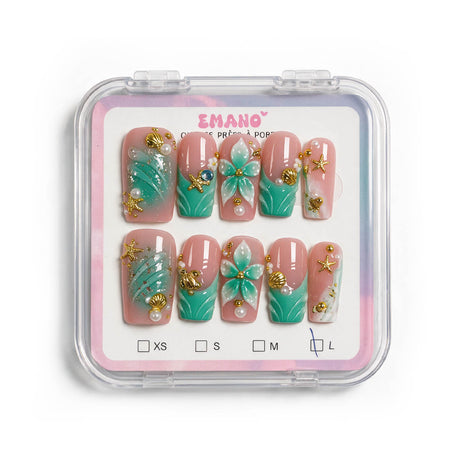 Press-On Nails Emerald Beach vert lagon EMANO