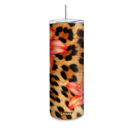 Tumbler Wild Lily EMANO 20 oz au design léopard et floral tropical