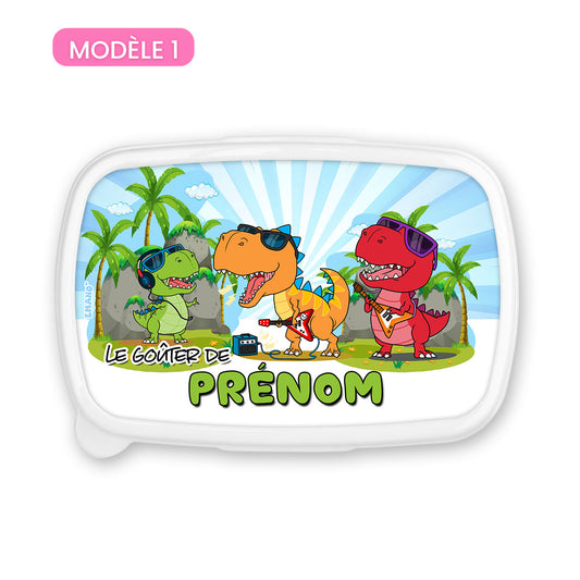 Boîte à goûter enfant personnalisée univers dinosaures avec prénom – EMANO