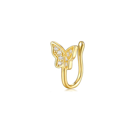 Faux piercing papillon doré en argent 925 avec strass – bijou sans perçage nez et oreille Emano Nouvelle-Calédonie.
