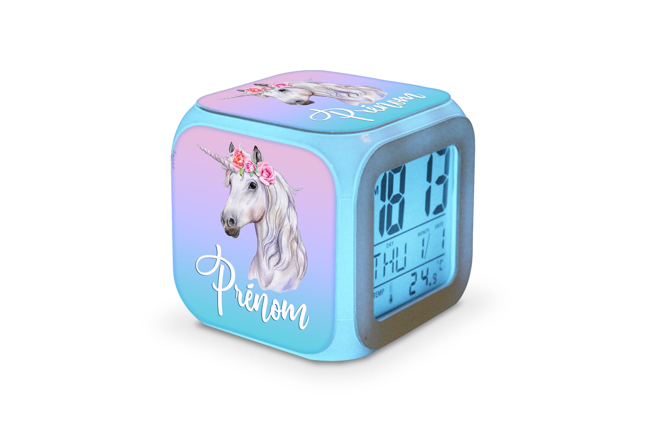 Réveil LED licorne personnalisé