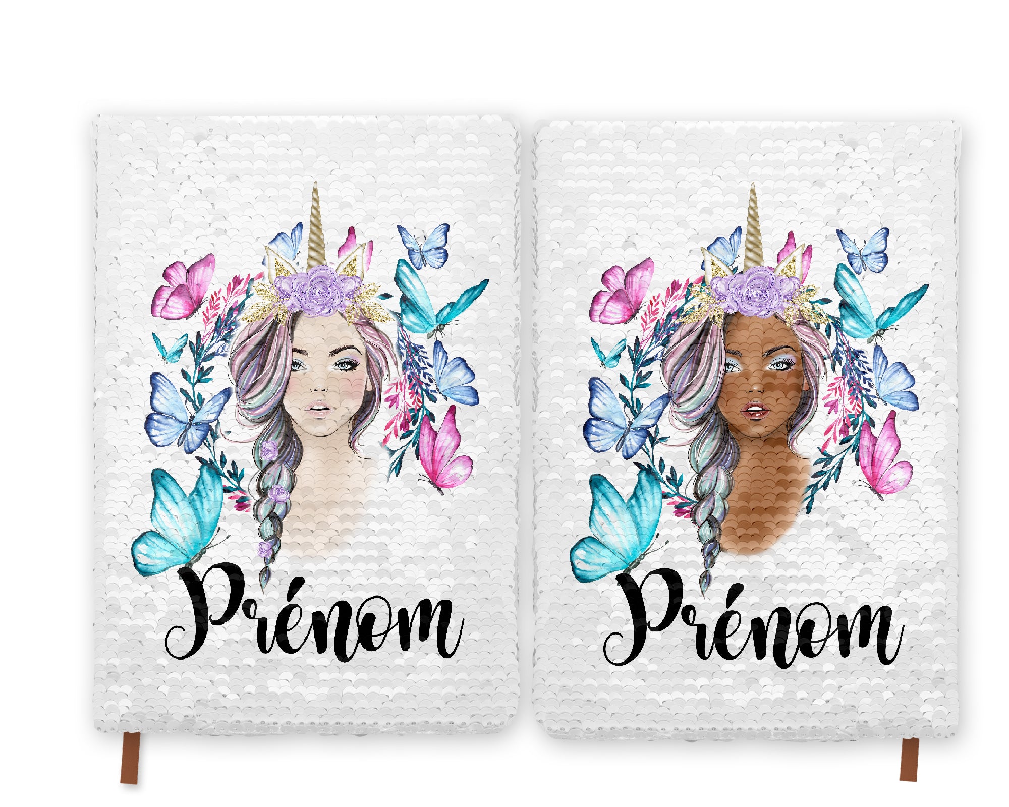 Cahier sequin licorne personnalisé