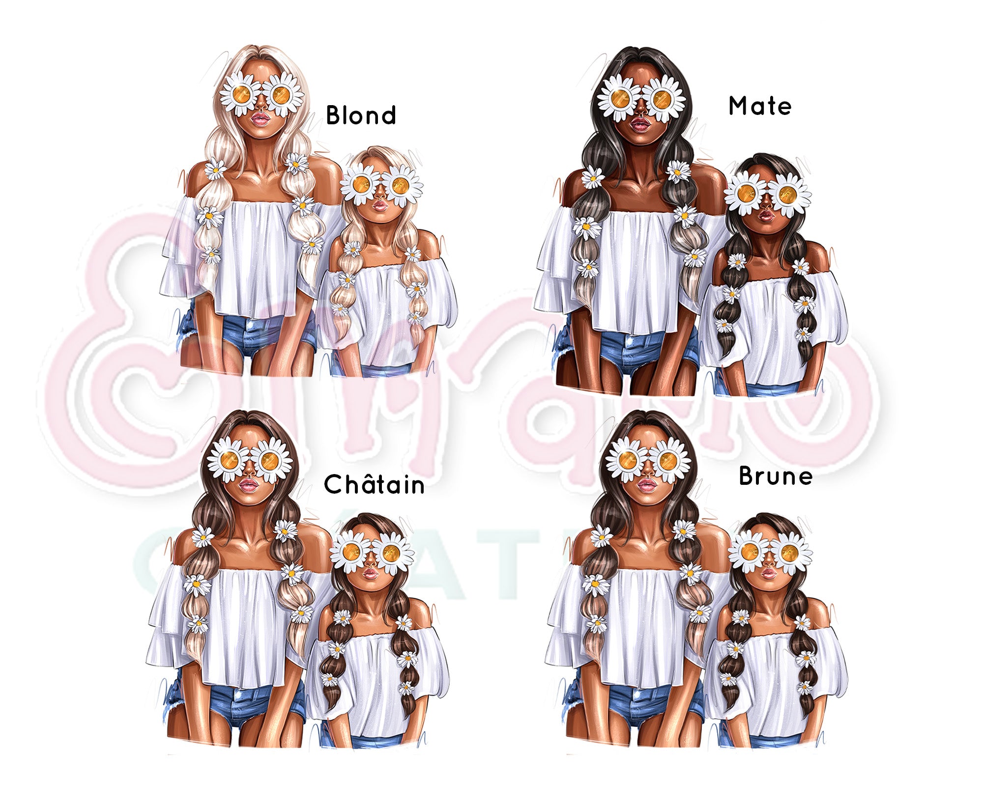 Coussin personnalisable  - Mère et fille